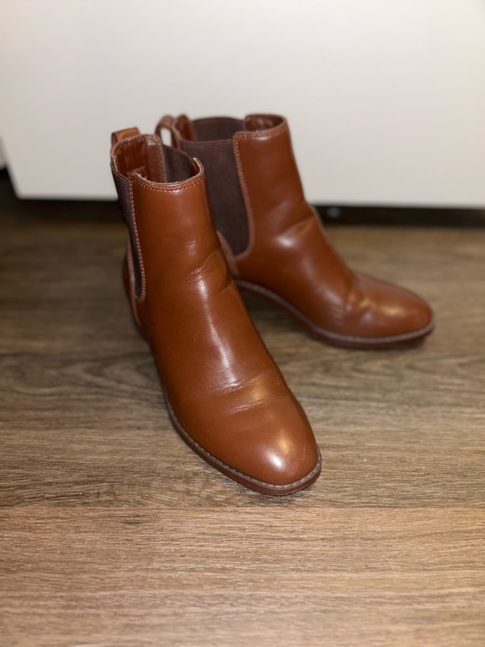 J. Crew Chestnut Leather Chelsea Booties